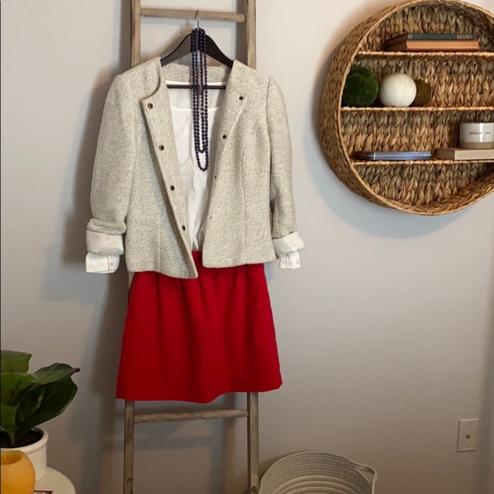 JCrew Sidewalk Mini Skirt Red Linen-Cotton
